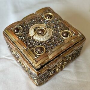 Beaded Jewelry Box with Gold Accents